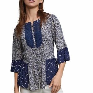 Anthropologie Maeve Blue Button Front Blouse